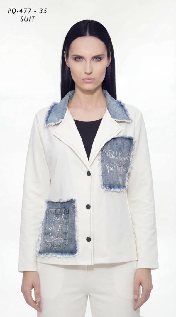 file_2444.jpg Women's Distressed Denim Patch Two-Piece Jacket Set