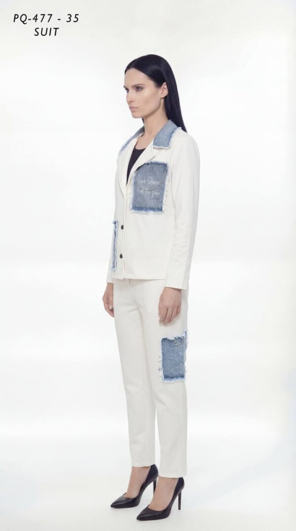 file_2447.jpg Women's Distressed Denim Patch Two-Piece Jacket Set