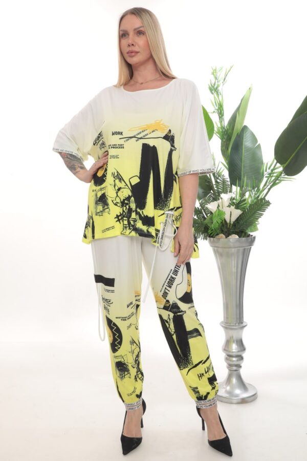Wholesale Newspaper Print Tunic and Palazzo Pant Set