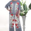 Wholesale Artistic Poppy Print Tunic and Pant Set