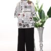 Wholesale Newspaper Print Tunic and Palazzo Pant Set