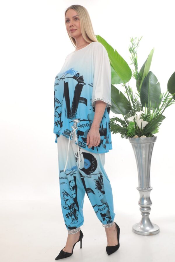 Wholesale Newspaper Print Tunic and Palazzo Pant Set