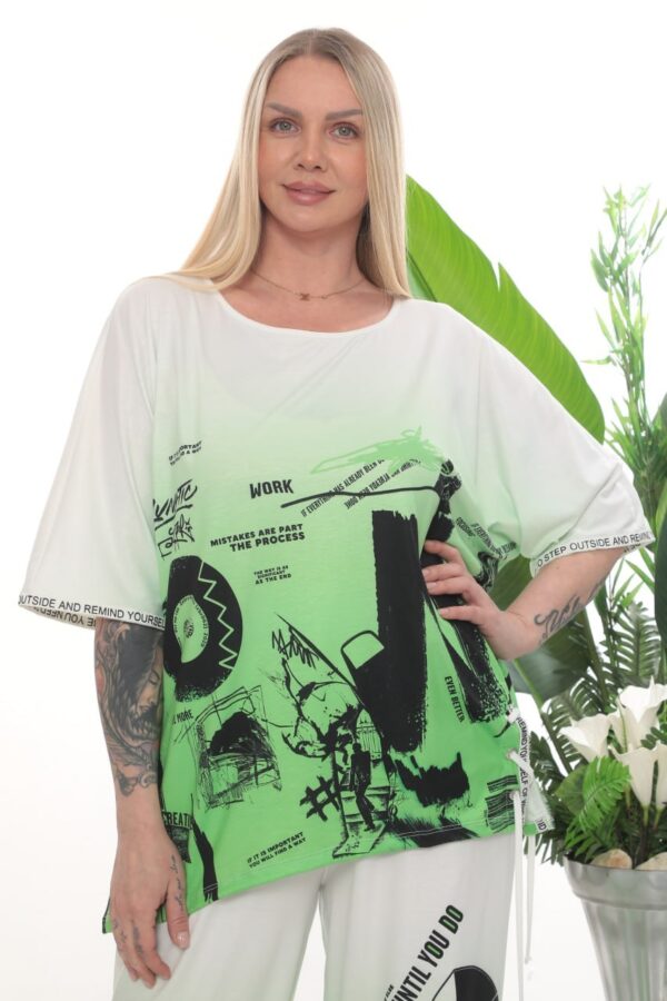 Wholesale Newspaper Print Tunic and Palazzo Pant Set