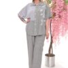 Two-Tone Leaf Embroidered Linen Suit