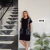 Women's Black Denim Accented Tunic Dress