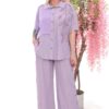 Two-Tone Leaf Embroidered Linen Suit