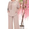 Two-Tone Leaf Embroidered Linen Suit