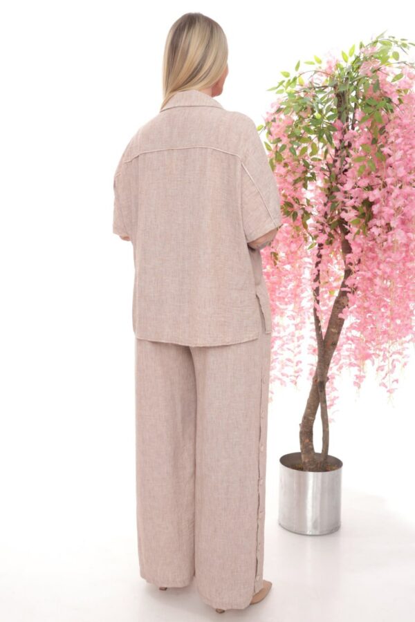 Two-Tone Leaf Embroidered Linen Suit