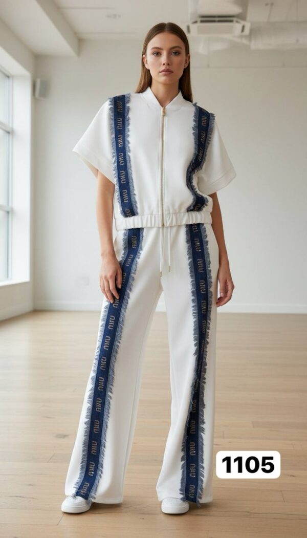 Logo Tape Frayed Trim Athleisure Set