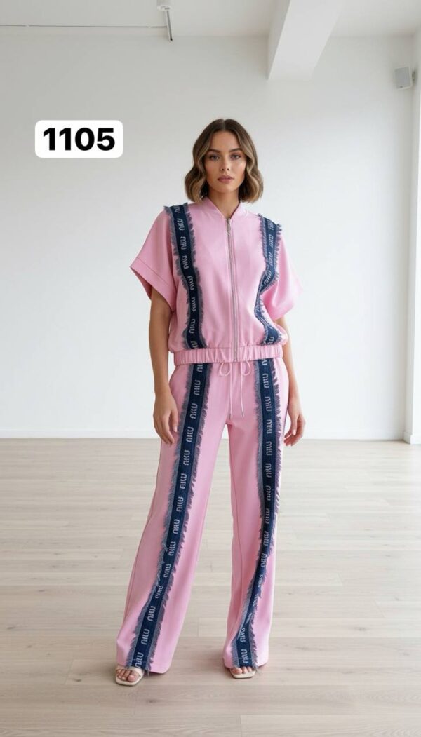 Logo Tape Frayed Trim Athleisure Set