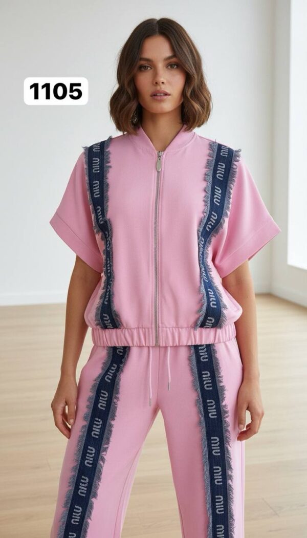 Logo Tape Frayed Trim Athleisure Set