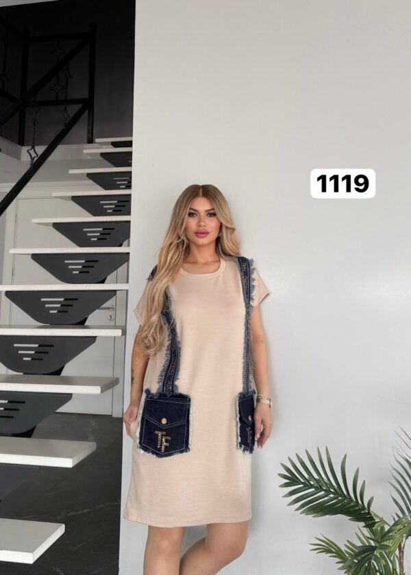 Women's Black Denim Accented Tunic Dress