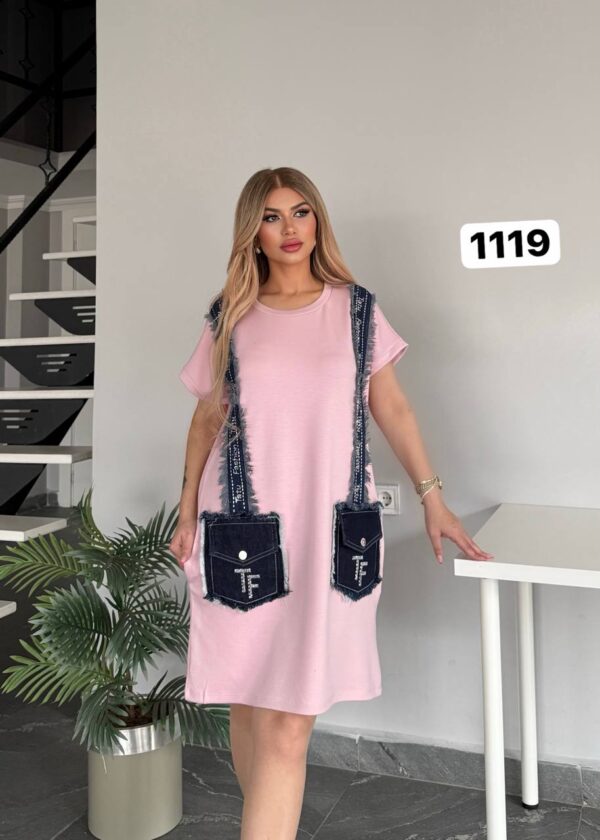 Women's Black Denim Accented Tunic Dress