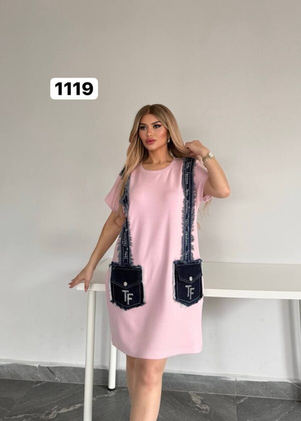 Women's Black Denim Accented Tunic Dress