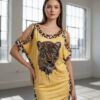 Wholesale Leopard Graphic Chain-Detail Cold Shoulder Dress