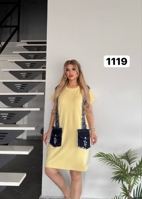 Women's Black Denim Accented Tunic Dress