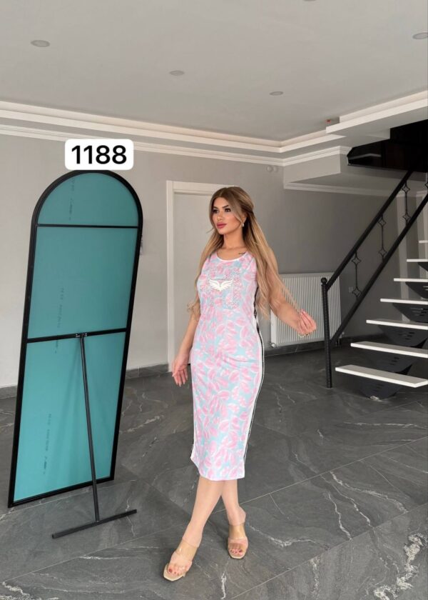 Tropical Leaf Print Sleeveless Midi Sporty Dress