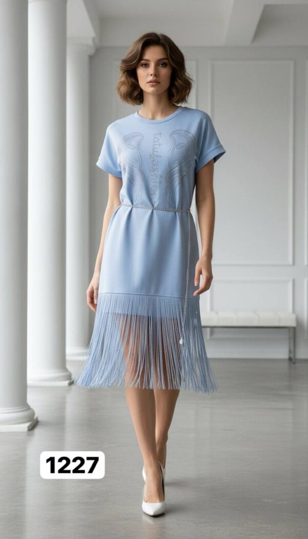 Wholesale Embellished Fringe Hem T-Shirt Dress