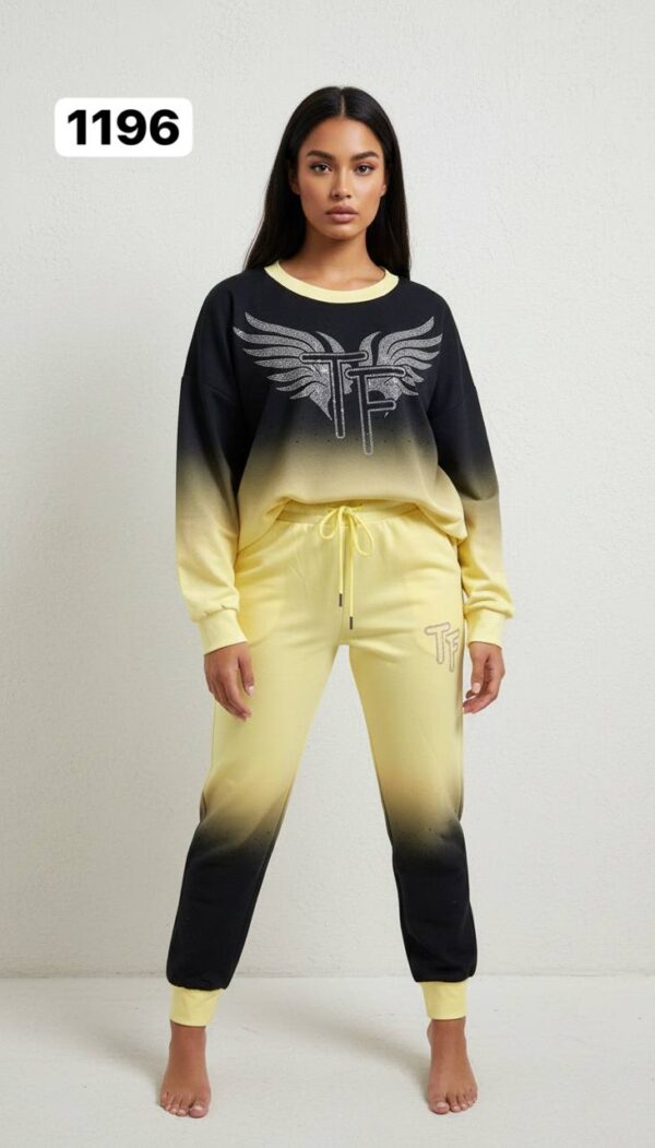 Ombre Rhinestone Embellished Tracksuit Set