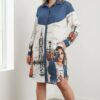 Contrast Denim London Print Shirt Dress