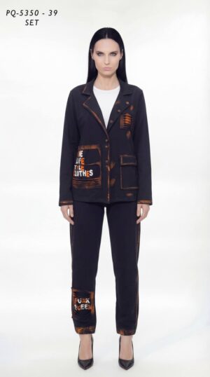 Punk-Inspired Graphic Print Blazer & Trouser Set