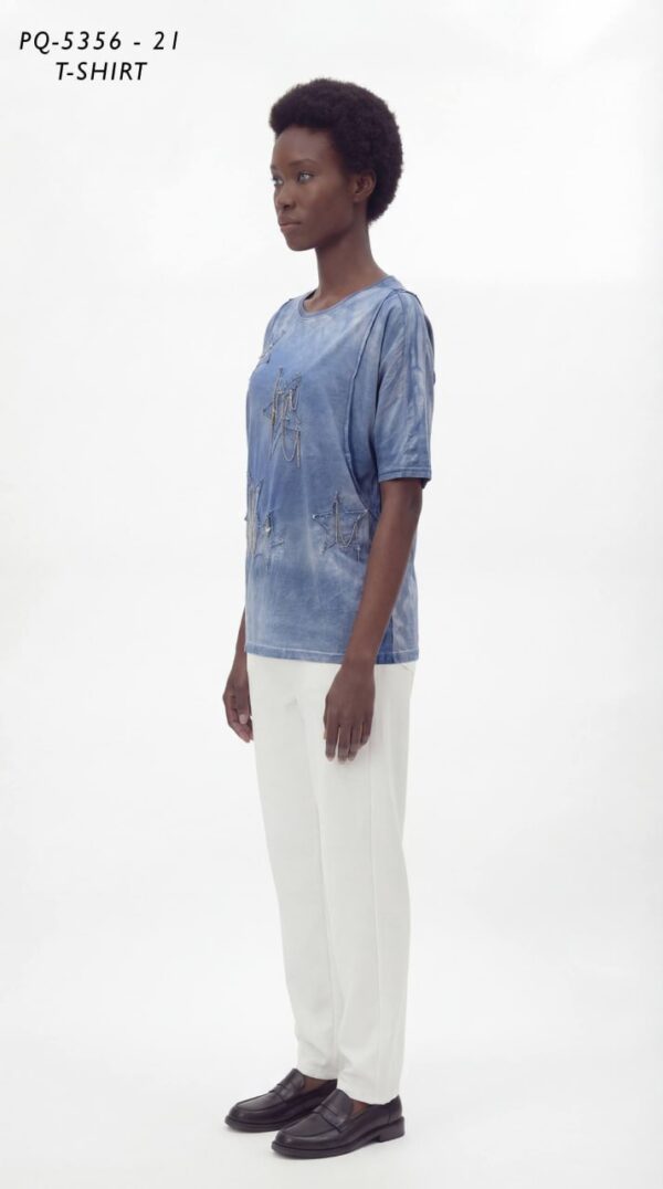 Star & Chain Embellished Washed T-Shirt