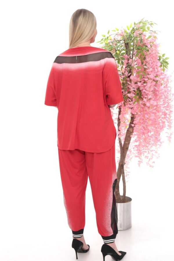 Rhinestone Embellished Mesh Panel Loungewear Set