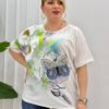 Wholesale Embellished Butterfly & Floral Print T-Shirt