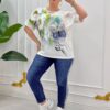 Wholesale Embellished Butterfly & Floral Print T-Shirt