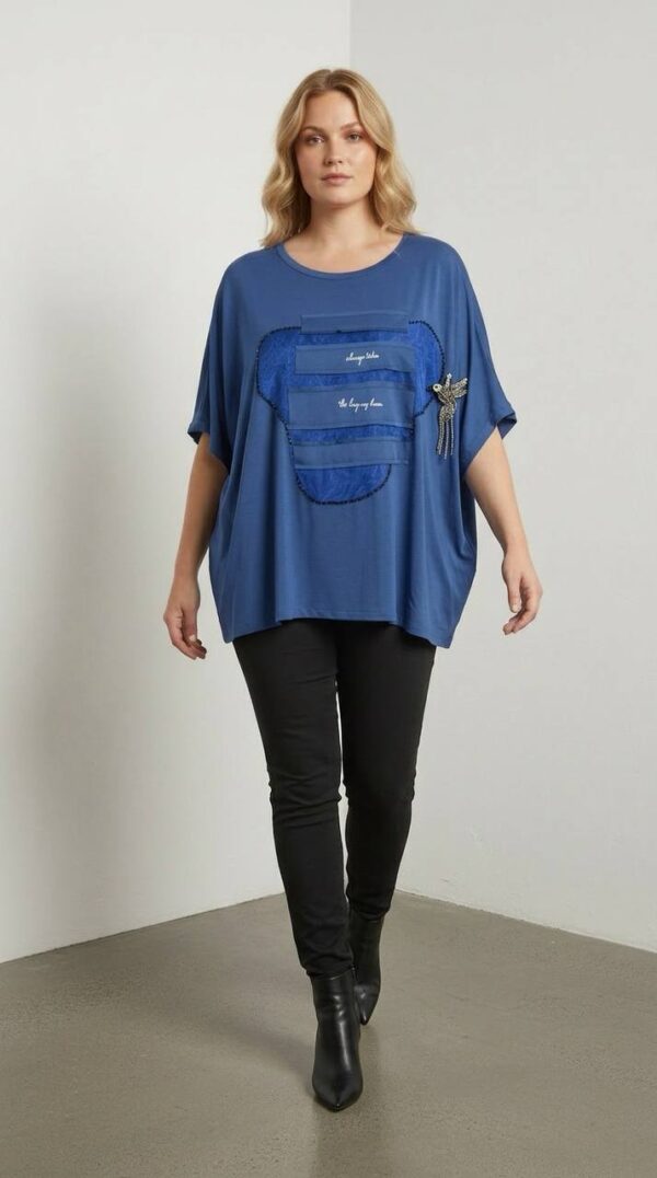 file_3269.jpg Embellished Patch Detail Oversized Blouse