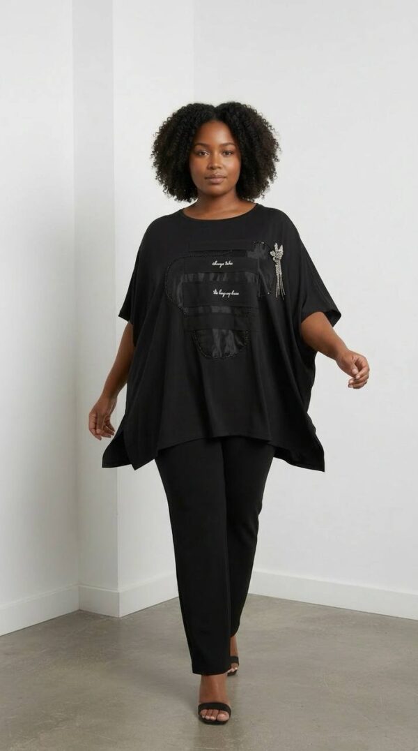 file_3275.jpg Embellished Patch Detail Oversized Blouse