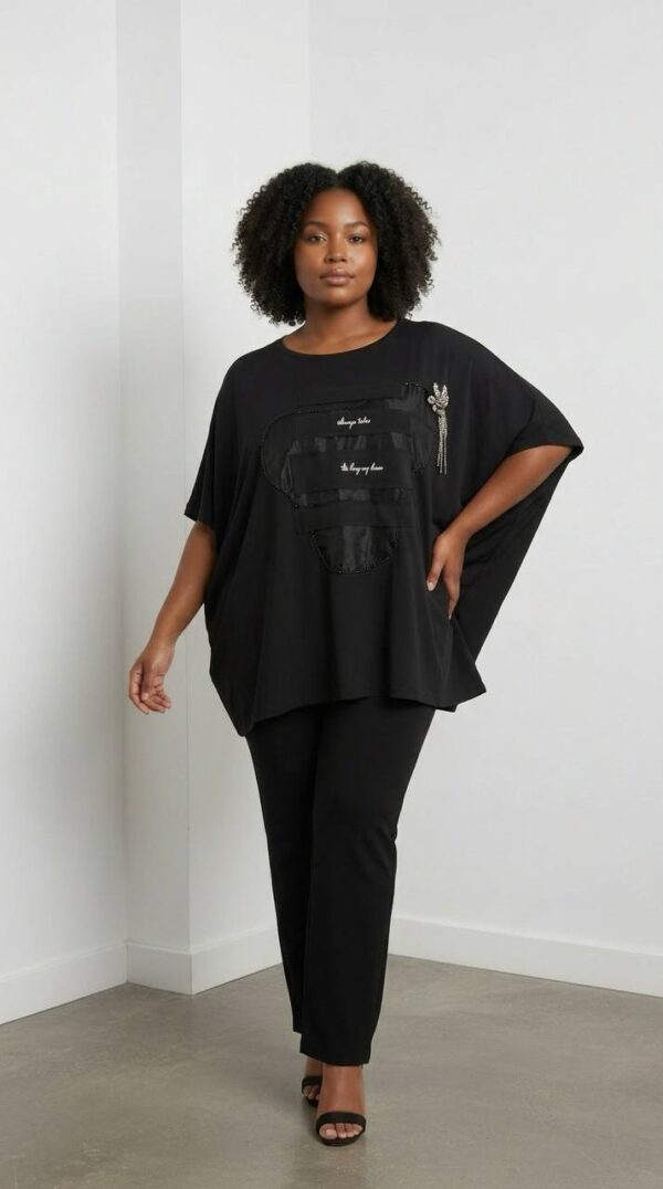 file_3276.jpg Embellished Patch Detail Oversized Blouse