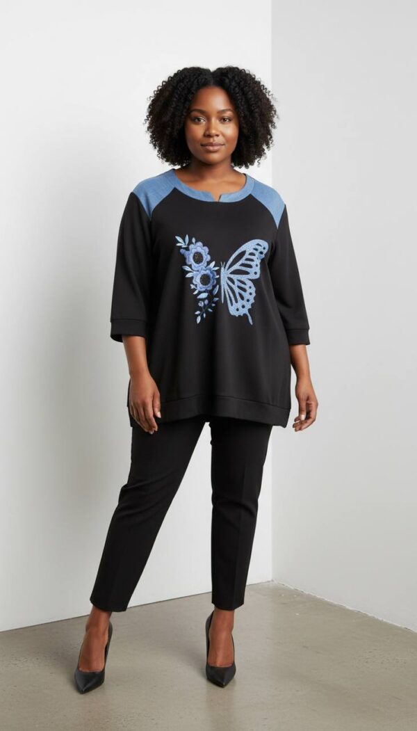 Butterfly Floral Graphic Raglan Tunic