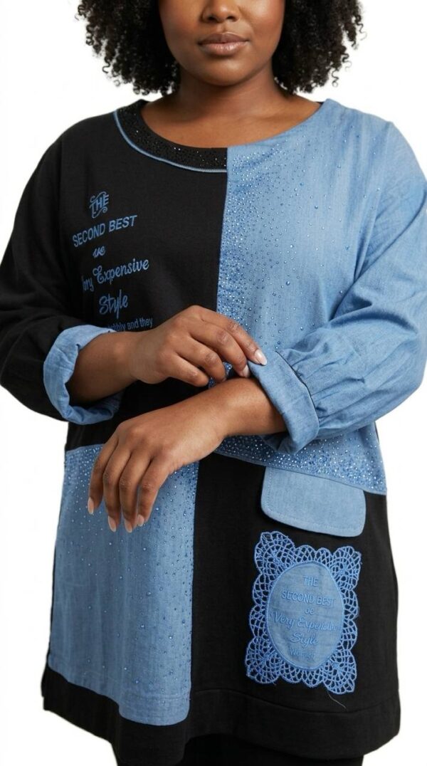 Embellished Color-Block Patchwork Tunic