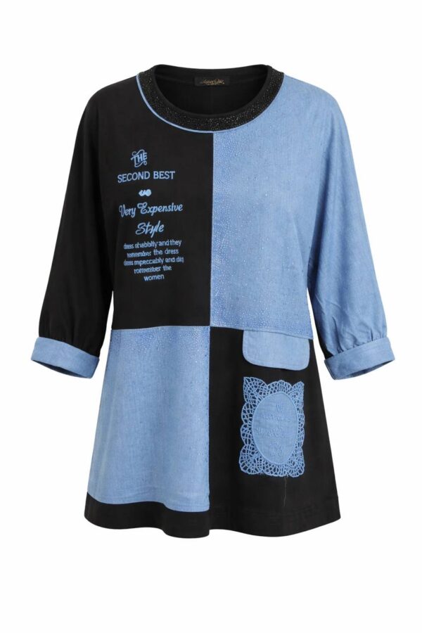 Embellished Color-Block Patchwork Tunic