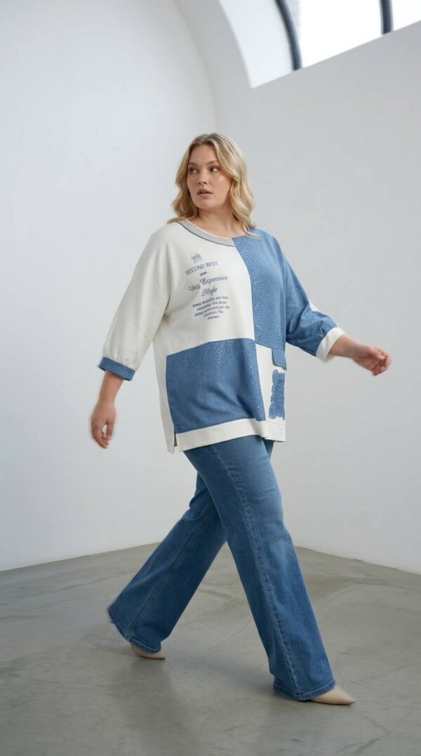 Embellished Color-Block Patchwork Tunic