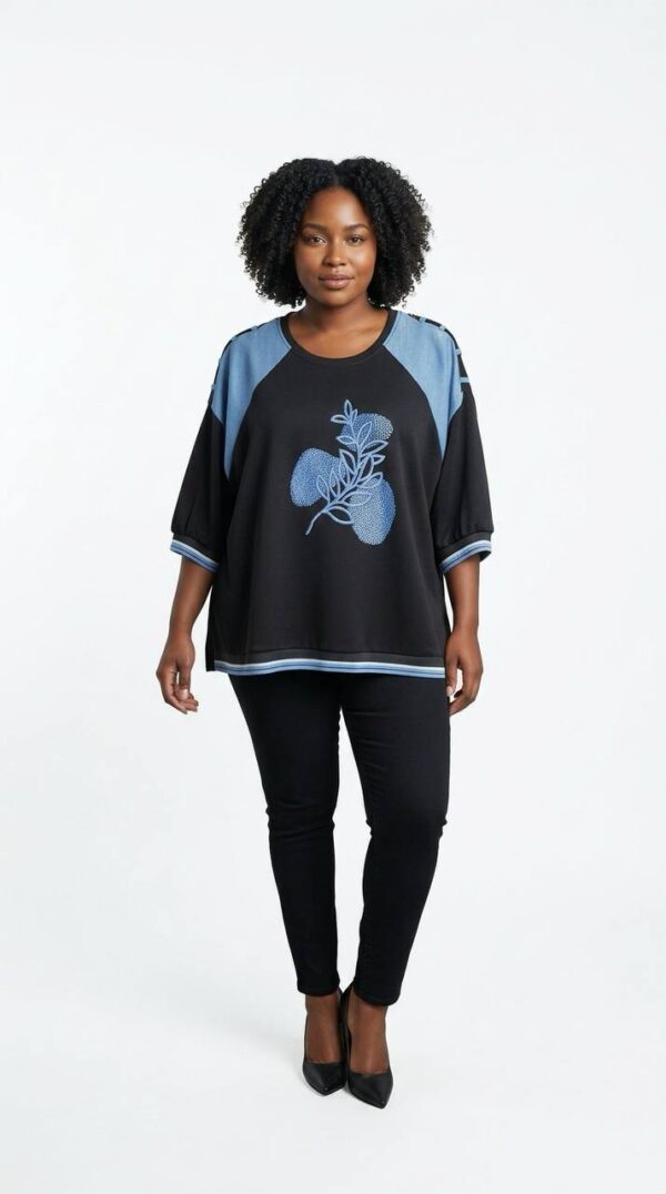 Color Block Rhinestone Embellished Tunic Top