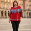 Floral Applique Three-Quarter Sleeve Tunic