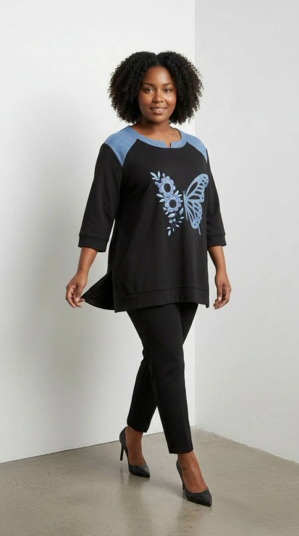 Butterfly Floral Graphic Raglan Tunic