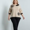 Embellished Asymmetrical Collar Tunic with Floral Appliqué