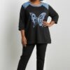 Butterfly Floral Graphic Raglan Tunic