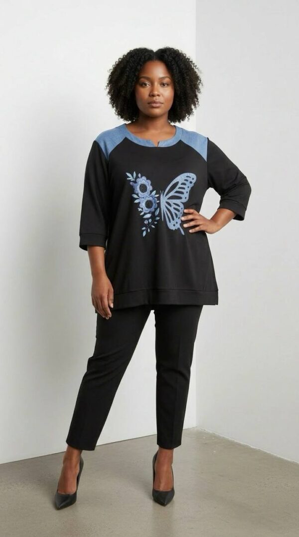 Butterfly Floral Graphic Raglan Tunic
