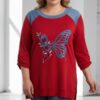 Butterfly Floral Graphic Raglan Tunic
