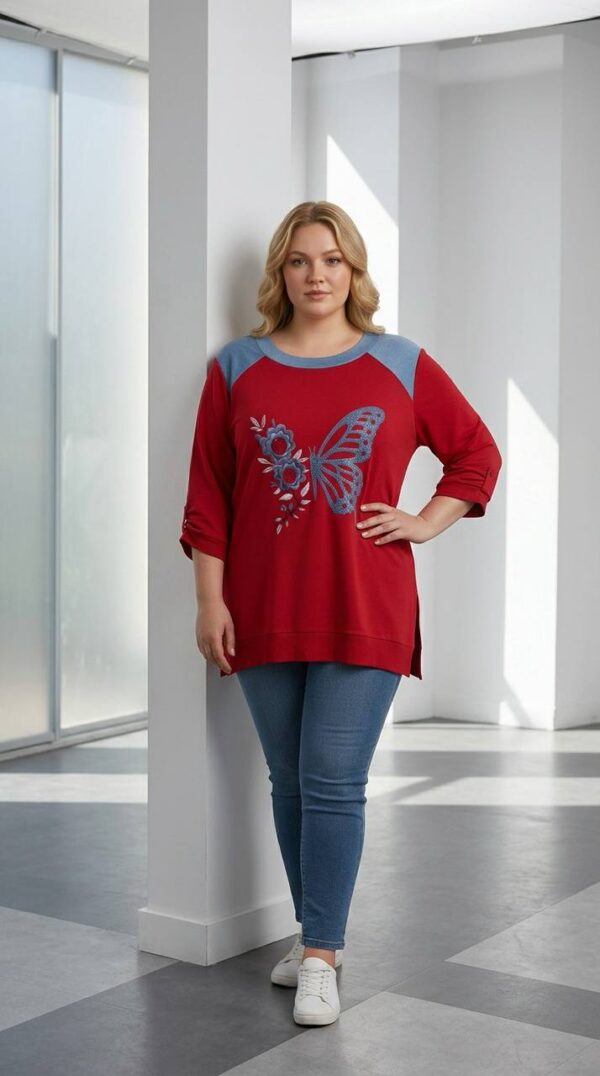 Butterfly Floral Graphic Raglan Tunic