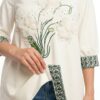 Embellished Floral Appliqué Tunic Blouse