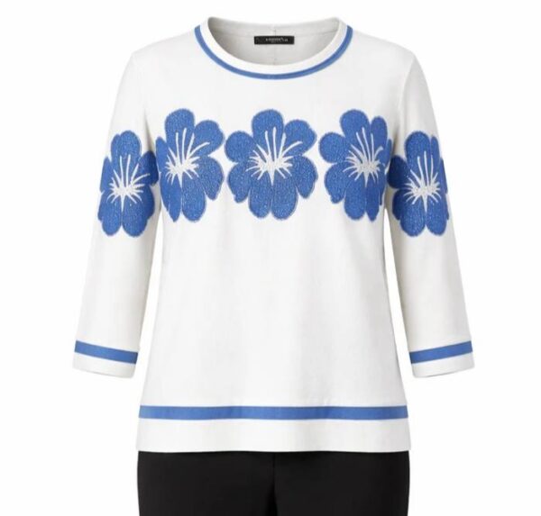 Floral Applique Three-Quarter Sleeve Tunic