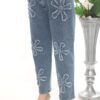 Women's Floral Patchwork Denim Trousers Wholesale