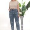 Women's Floral Patchwork Denim Trousers Wholesale