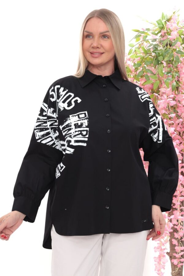 Oversized Graphic Print Poplin Shirt