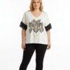 Plus Size Zebra Floral Print Top with Lace Sleeves